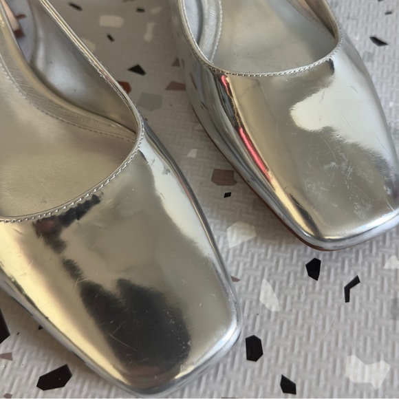 Sam Edelman Terra 50MM Patent Leather Slingback Pumps in Silver Size 8 - Picture 5 of 9